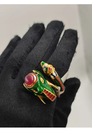 925 Ayar Gümüş Mine İşlem Yüzük 248 Altın