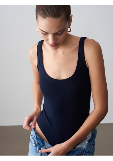 Dilvin 21053 Askılı Bodysuit-k.lacivert