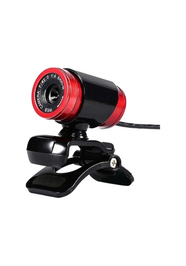 Usb 2.0 360 Dönebilen Yüksek Kaliteli Web Kamerası, Mikrofonlu, Siyah-kırmızı