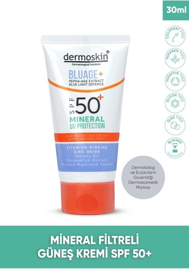 Dermoskin Bluage+ Mineral Filtreli Koruyucu Güneş Kremi SPF50+ 30 ML
