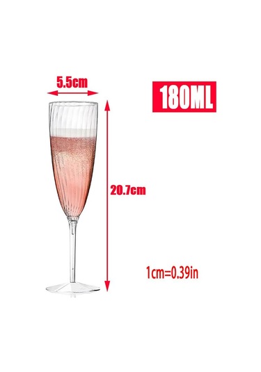 1/8 Adet Plastik Şampanya Kadehi Flüt Tek Kullanımlık Düğün Parti Kaynağı Drinkware 8pcs