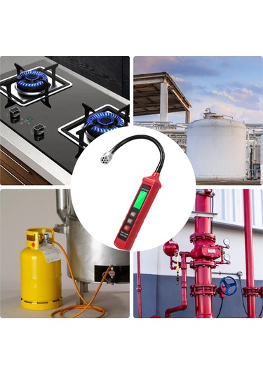 Yaozixa My6310a+ Kırmızı Taşınabilir Yakıcı Gaz Tespit Cihazı, 8 İnç Sondalı, Doğalgaz/propan/metan Sızıntı Kontrolü, Pil İçermez