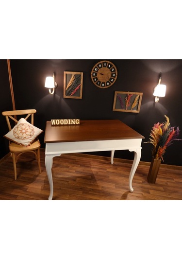 Wooding-Mobilya Wooding 100 Cm Masif Beyaz Ceviz Yemek Masası