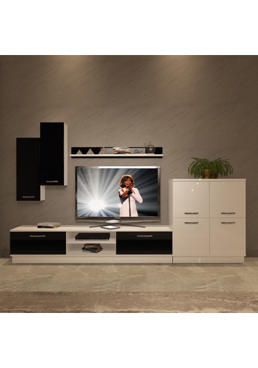 Decoraktiv Eko 6b Mdf Dvd Tv Ünitesi Tv Sehpası Beyaz - Siyah