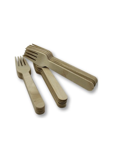 Kullan At Ahşap Naturel Tahta Çatal 50 Adet Ahşap