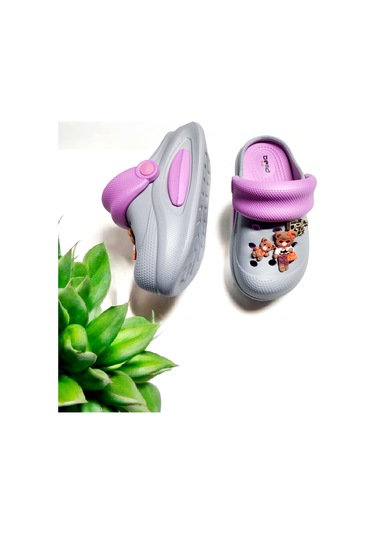 Eva Döngülü Sevimli Ayı Sticker Deniz,havuzi,plaj Terliği Gri