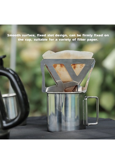 Moveevo Kampanyalı Katlanabilir Paslanmaz Çelik Seyahat Kahve Filtresi - Hafif Ve Taşınabilir Gümüş