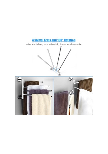 Shineyee Stainless Çelik Döner Havlu Rakası Banyo Mutfak Tuvalet Aksesuarı 32.2cm Uzunluklı Fonksiyonel Duvar Takımı Diğer