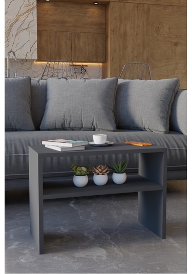 Alpa Ev Mobilya Alt Raflı Orta Sehpa, Modern Salon Sehpası, Dekoratif Çay & Kahve Yan Sehpası Antrasit Alpa Ev Mobilya Alt Raflı Orta Sehpa, Modern Salon Sehpası, Dekoratif Çay & Kahve Yan Sehpası Antrasit