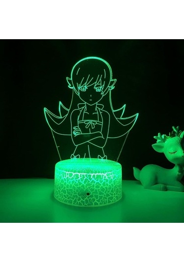 Goldenqian Anime Bakemonogatari Led Gece Lambası Için Yatak Odası Dekoru Işık Doğum Günü Hediyesi Bakemonogatari Oda Masası 3d Lamba 3duxkj Siyah