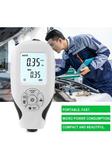 Moly Abs Malzeme Beyaz Cila Kalınlık Ölçer 0-2000μm Lcd Ekran 3%+1μm Hassasiyet