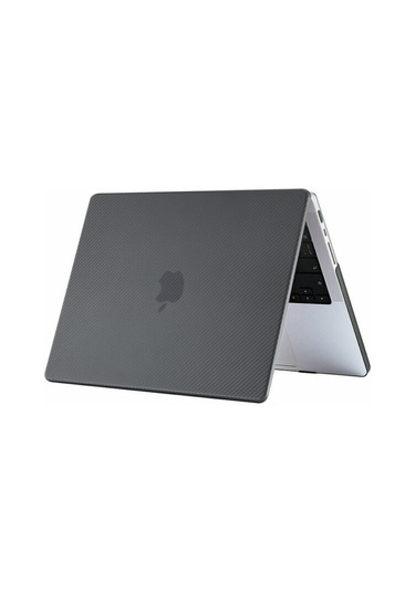 Arabulalaca Macbook Pro 14 2021 A2442 Koruma Karbon Desenli Kılıf Siyah