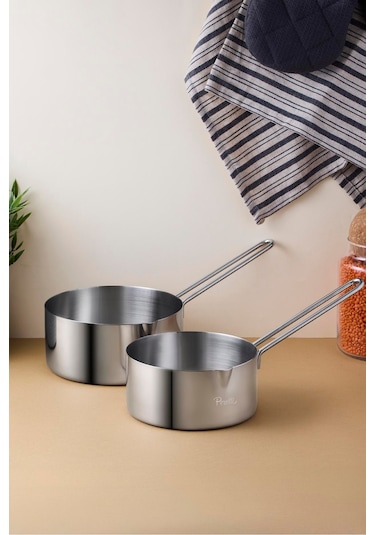 Cookpro Paslanmaz Çelik 2'li Sos Tencere Seti 14-16 Cm Silver Metalık Metalik