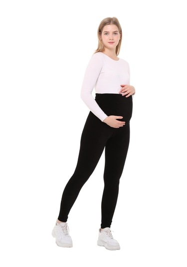Luvmabelly Myra8050 Beli Ayarlanabilir Kışlık Kadife Hamile Tayt -siyah-siyah