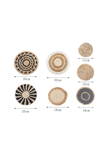 Moveevo Bohemian Tarz Doğal Malzeme El Dokuma Duvar Sepeti Seti - 7 Parça, Ev Dekoru, Salon & Giriş, Etnik Zenginlik