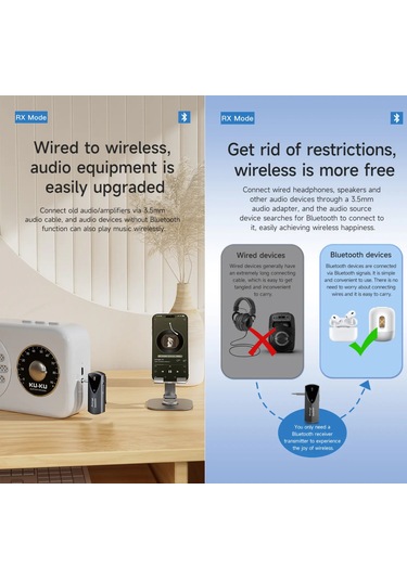 Yunboo S2 Bluetooth V5.3 Alıcı-verici, Tek Tıkla Geçiş, 2-in-1 Fonksiyon, Araçta Ellerden Özgür Konuşma, Kablosuz Ses Aktarımı