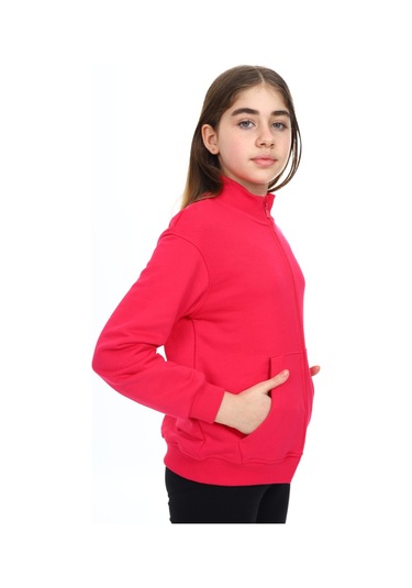 Toontoy Kız Çocuk Nakışlı Hırka Koyu Fuşya