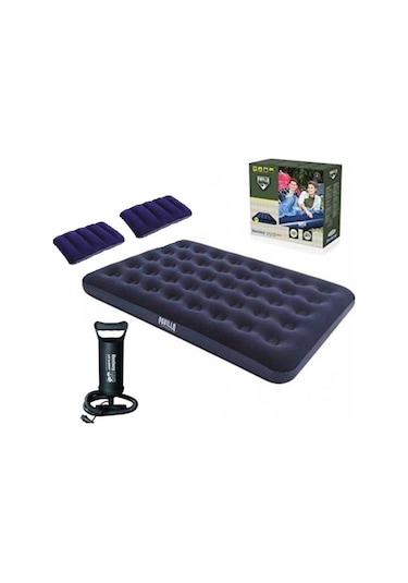 Bestway Pavillo Çift Kişilik Şişme Yatak + Pompa + 2 Yastık - Lacivert 67002 BW131