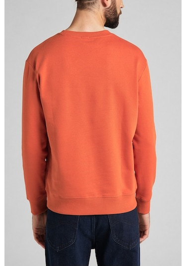 Regular Fit Normal Kesim %100 Pamuk Sıfır Yaka Sweatshirt Turuncu