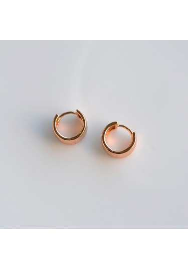 Geniş Bombeli Halka Küpe Rose Gold