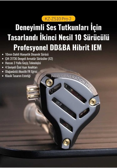 Kz Zs10 Pro 2 Hibrit Kulaklık 4ba+1dd Mikrofonlu Zs10 Pro 2