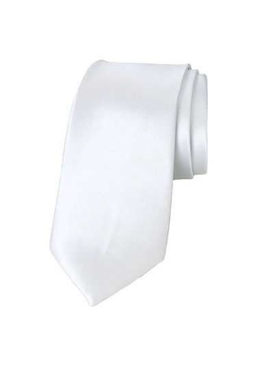Tezzgelsin Erkek Saten Kravat ve Mendil Set Beyaz