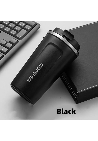 350 Ml/500 Ml Paslanmaz Çelik Kahve Fincanı Seyahat Termal Kupa Diğer Siyah