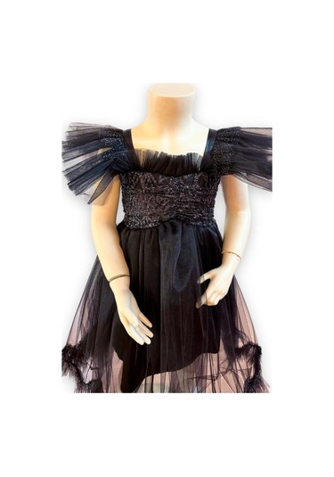 Kız Çocuk Uzun Abiye Elbise-12088-siyah Siyah