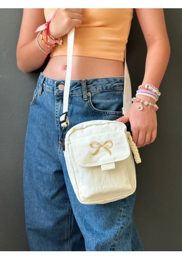 Kız Çocukları İçin Fiyonklu Cross-body Omuz Çantası 405368470 Beyaz