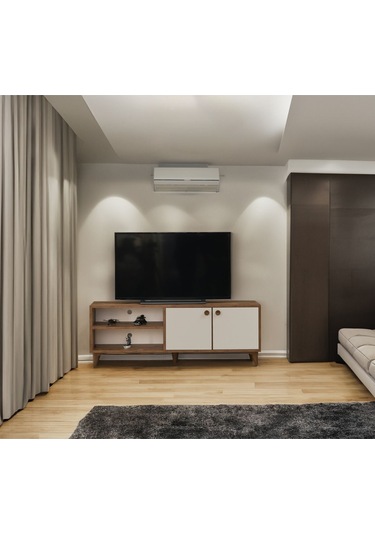 Tv Sehpası Sürgülü Kapak 140x40x35 Cm Beyaz