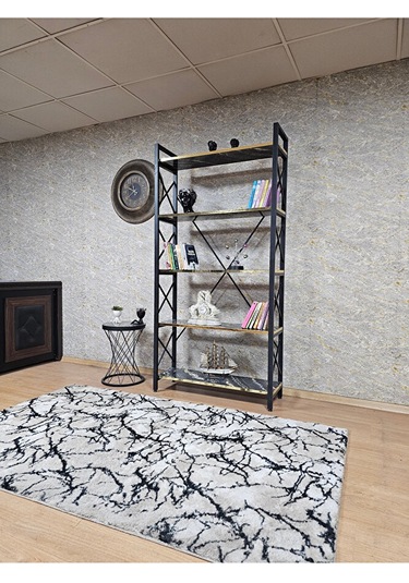 Siyah Boyalı Kitaplık - 5 Raflı Suntalem Lüks Kitaplık Luanda Gol Çok Renkli