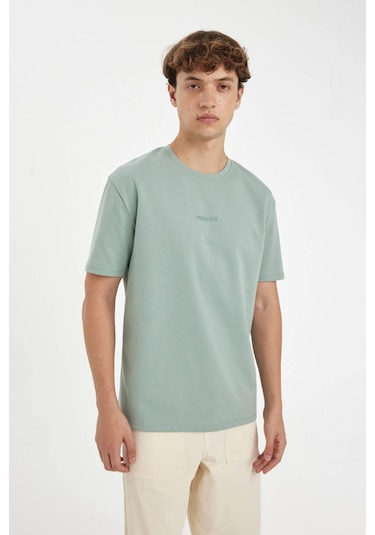 DeFacto Regular Fit Bisiklet Yaka Baskılı Ağır Kumaş Kısa Kollu Tişört C6139AX24AUGR488