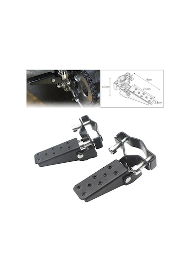 1 Çift Motosiklet Metal Ayak Dayama Pedalları Evrensel - Siyah