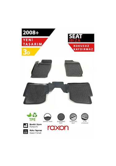 Seat Ibiza 2008+ 3d Havuzlu Paspas 5 Parça Tam Uyumlu, Su Geçirmez
