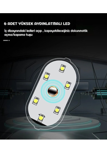 Hubstein Dokunmatik Sensörlü Mini 6 Led Lamba Usb Şarj Edilebilir