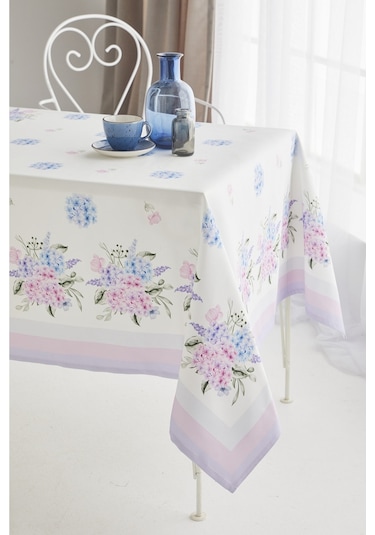 Ays Home Ortanca Çiçek Desen Yemek Masası Örtüsü