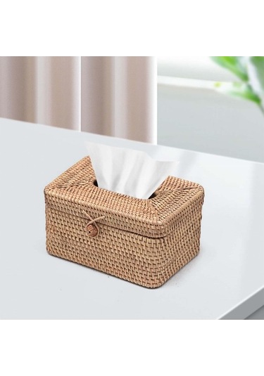 Pazly Yüz Tutucu Suntek Rattan Mendil Kutusu Kapağı Halat Tokalı Ev Aksesuarı Diğer