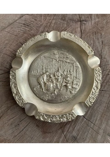 Antik Pirinç Sari Küllük Puro Küllüğü Siğara Küllük 19*19Cm