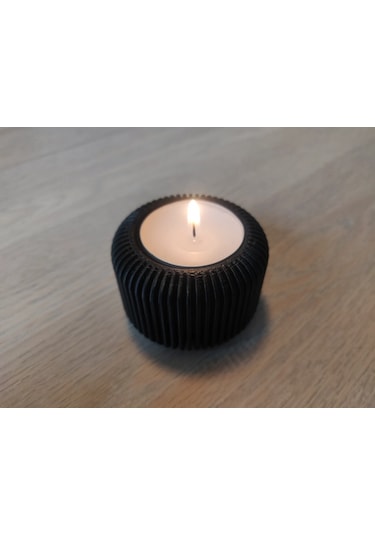 Mini Şamdan Mumluk Decor Mum Dahil Siyah Renk Masa Dekor ŞEFFAF