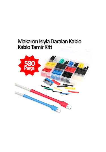 Makaron Kablo Yalıtım Isı Boru Daralan 580 Parça Kablo Tamir Kiti (503777087)