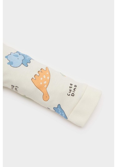 Defacto Erkek Bebek Yenidoğan Dinazor Baskılı Penye Tulum F0122a525auer233 Ekru