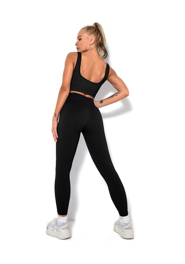 Ximistore9 Kadınlar İçin Süper Esnek Soluk Akıllı Fitness Seti - Siyah Düz Yaka Bra Ve Tayt, Yoga Spor Günlük Kullanıma Uygun L Beden SiYAH