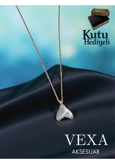 İthal Denge Kolyesi Balina Kuyruğu Çelik Kolye - Özel Kutulu Hediyeli Ürün Gümüş