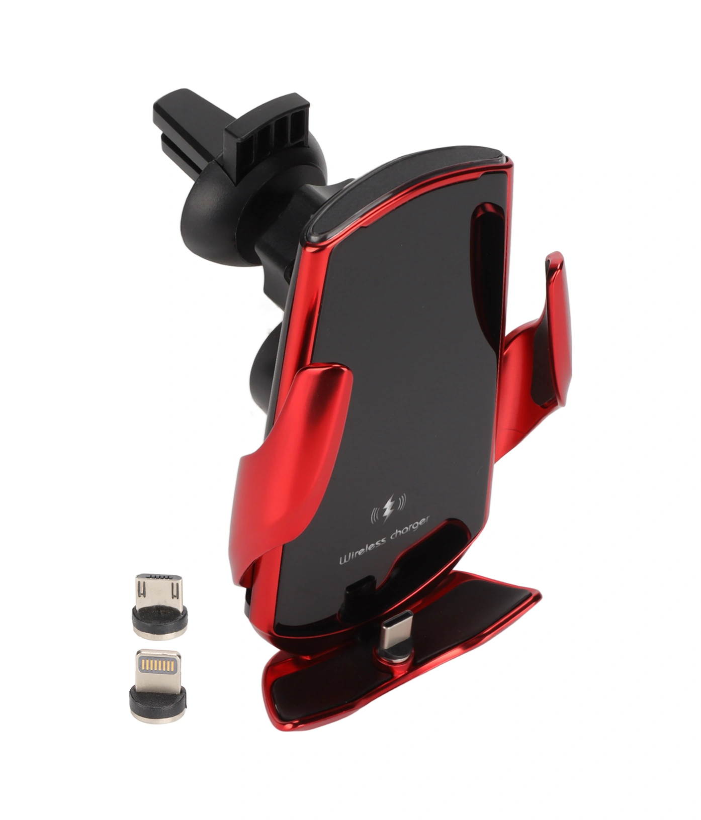 Vkemall Kırmızı Akıllı Algılama Araç Kablosuz Şarj Cihazı 15w Hızlı Şarj Otomatik Klem Alçı İphone 12/13 Samsung S/note Serisi Uyumlu