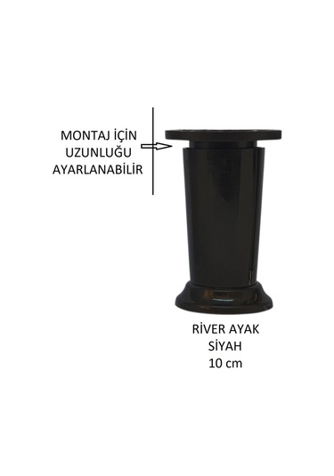 River Ayak, Plastik Mobilya Ayağı, 10 Cm, Vidalar Dahil, Siyah Siyah