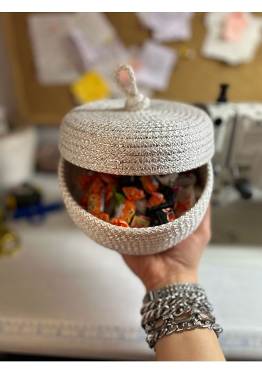 Hasır Sepet, Kapaklı Dekoratif Sepet, Çok Amaçlı Kutu, Şekerlik Sepeti