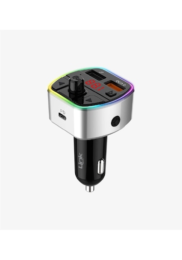 Linktech Fm Transmitter - Premium 38w Üç Girişli 5.0 Bluetooth Fm Transmitter - Çakmaklıktan Müzik