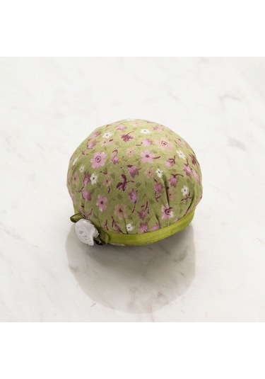 Loren Kola Takılabilir Yeşil Çiçekli İğnedanlık