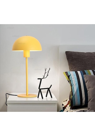 Mylights 20 Cm Baslıklı Masa Abajur Gece Lambası Yatak Odası Genc Odası Lambası Sarı Okuma Lambası Masa Lambası Gece Lambası