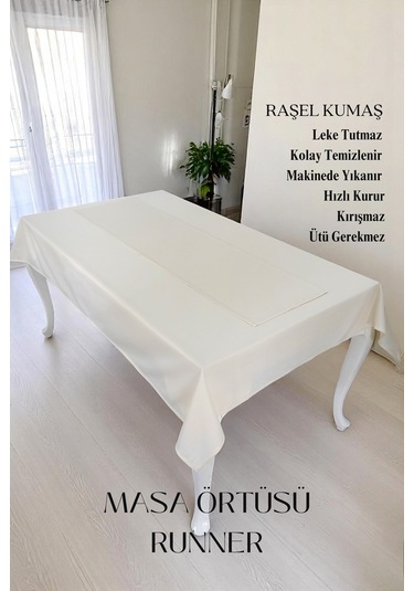 Smooth Set Masa Örtüsü Ve Runner Seti Sofra Bezi Çeyiz Seti Masa Örtüsü Ve Runner Krem